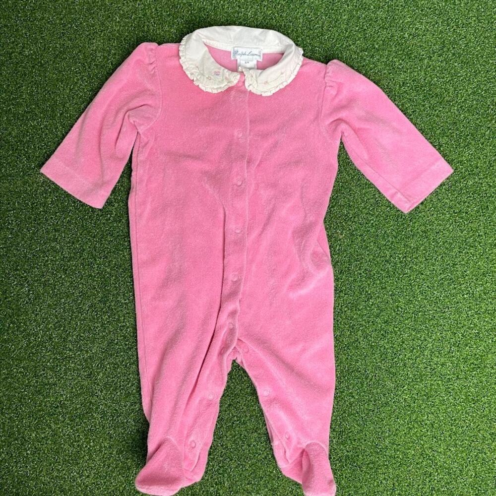 Vintage 90s 2000s Ralph Lauren Baby Embroidered One Piece Snap Closure Sz 6M